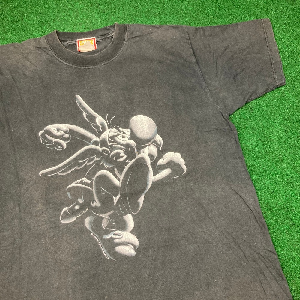 Vintage Asterix and‎ the Vikings Shirt Mens M Black White 1999 Big Print 90s Tee